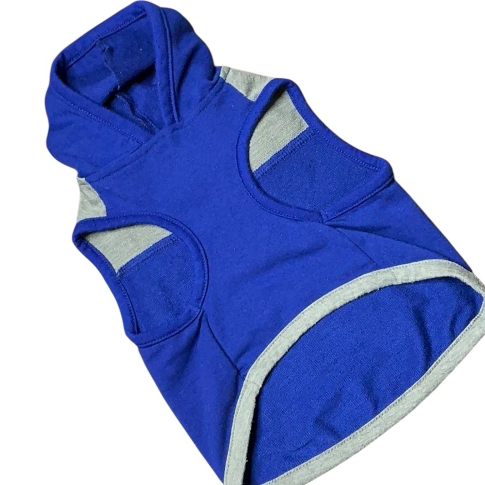 Blue and Gray Dog Hoodie with Paw Print - Picture 5 of 8